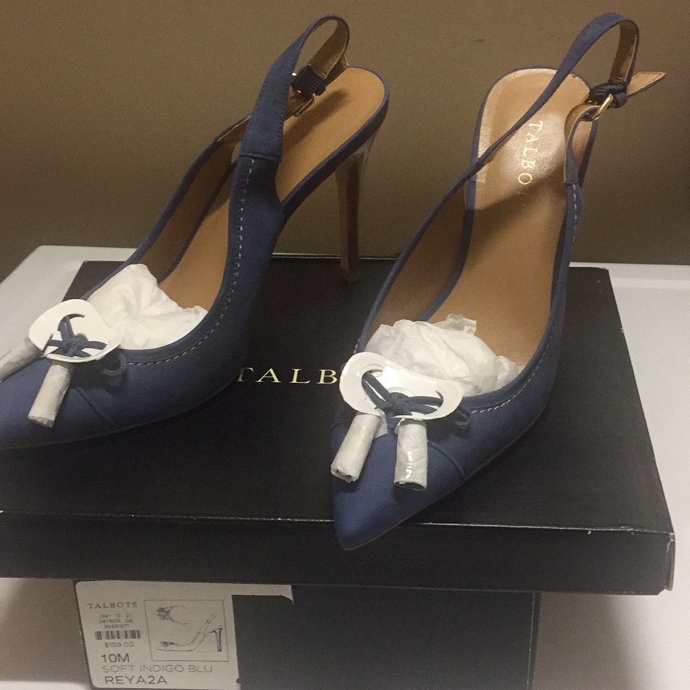 Talbot indigo Blue 4” slingback heels